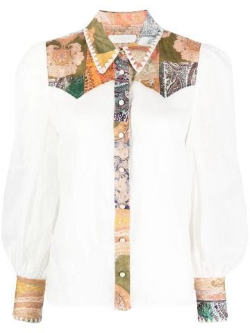 White shirt with Anneke applique and balloon sleeves