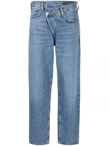 Criss Cross blue straight leg Jeans