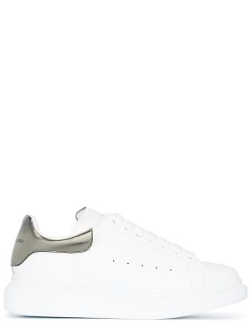 Oversized white sneakers with metallic silver contrast detail