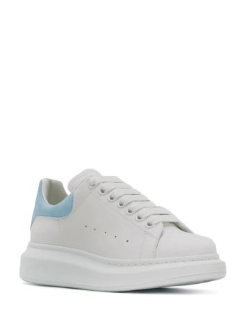 White oversized sneakers with light blue contrast detail