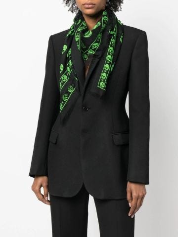 Black skull scarf with green skulls