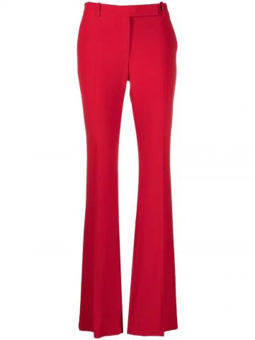 Red bootcut tailored trousers