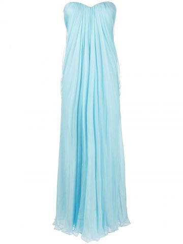 Strapeless light blue long Dress