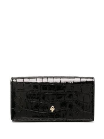 Black continental wallet with skull
