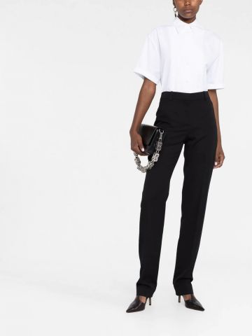 Black high-waisted tailored trousers