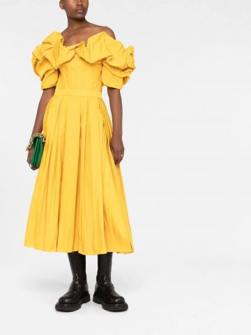 Yellow off-shoulder ruffled dress