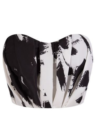 Graffiti Bustier Black and White With Draping