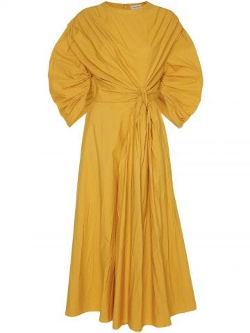 Yellow draped midi dress