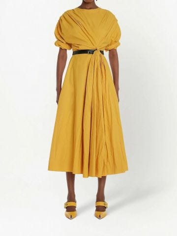 Yellow draped midi dress