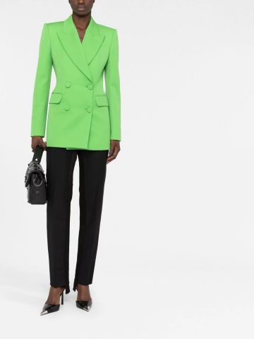 Lime green double-breasted blazer