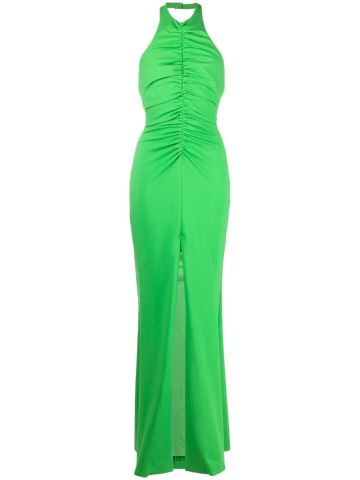 Lime green long dress with ruffles