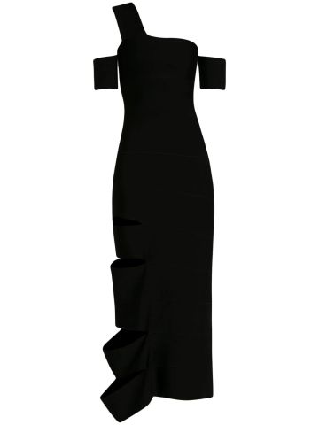 Black midi dress with cut-out details