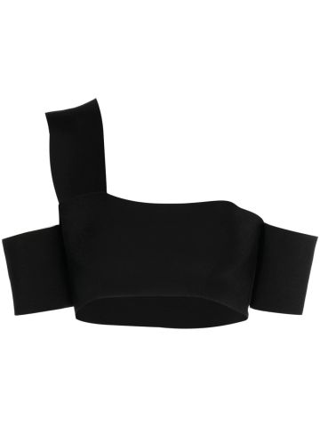 Black one-shoulder bandeau top