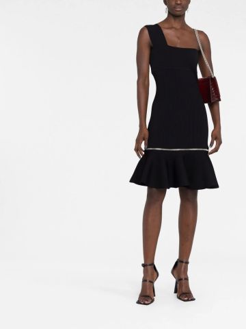 Black peplum mini dress with zipper