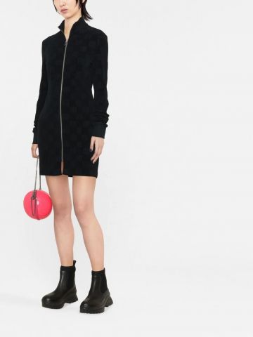 Black zip-up mini dress