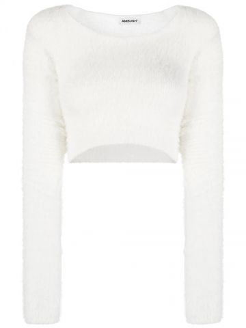 White cropped long-sleeve jumper