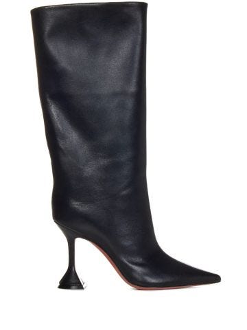 Black nappa leather Fiona boots with hourglass heel