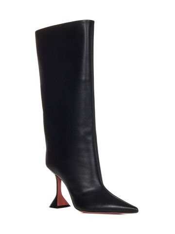 Black nappa leather Fiona boots with hourglass heel