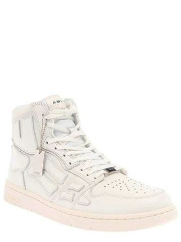 White leather high top trainers with logo