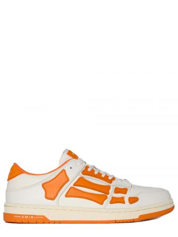 Skel White and orange low top sneakers