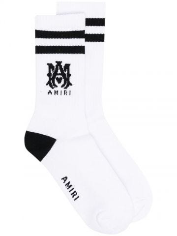 White monogram-motif socks