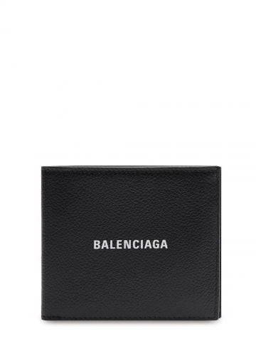 Black leather Cash Square Folded wallet