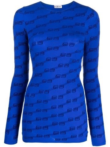 Blue shirt with all-over BB monogram