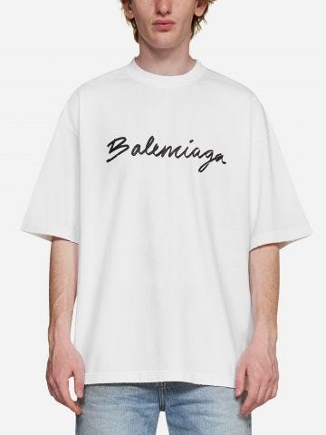 Loose-fit T-shirt in white cotton jersey