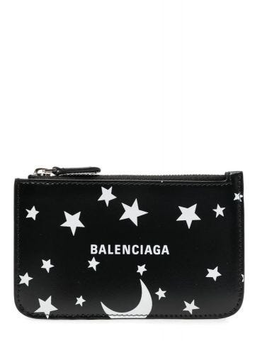 Black card holder with Balenciaga logo printed
