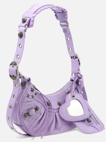 Violet Le Cagole Small shoulder Bag with crocodile processing