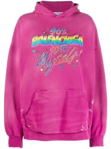Rainbow logo cotton hoodie