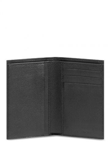 Cash Vertical Double Folding Leather Wallet Black