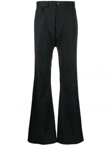 Black flared cotton trousers
