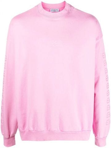 Pink oversized sweatshirt with embroidered logo