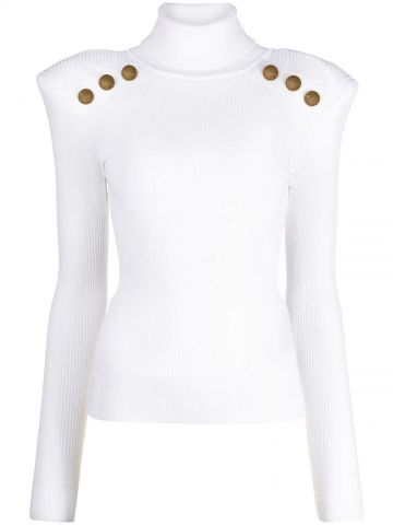 Button-detailed rib knit top