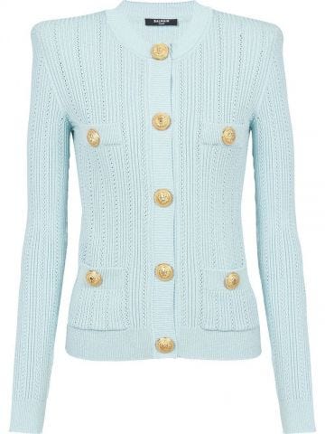 Embossed buttons light blue Cardigan