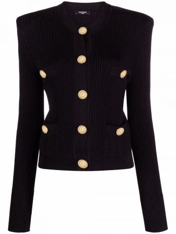 Black Cardigan with buttons and padded shoulders