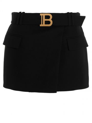 Minigonna nera con cintura e fibbia logata