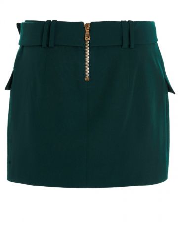 Minigonna verde con cintura e fibbia logata