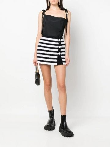 Black and White striped knitted button-up skirt
