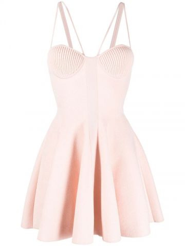 Pink flared rib-knit Dress