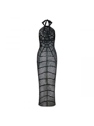 Black crochet dress