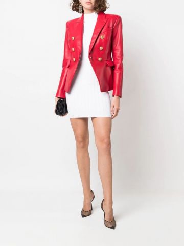 Red leather double breasted Blazer