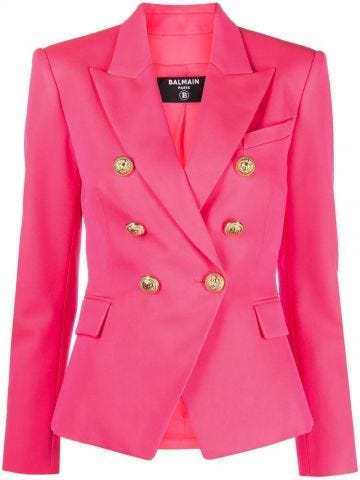 Embossed buttons pink double breasted Blazer