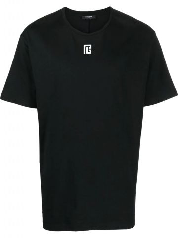 T-shirt nera con stampa monogramma