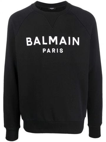 Black logo-print crew-neck sweatshirt
