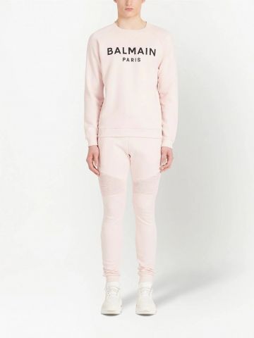 Powder pink logo-print cotton sweatshirt