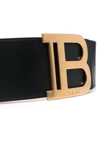 Cintura larga nera con placca logo