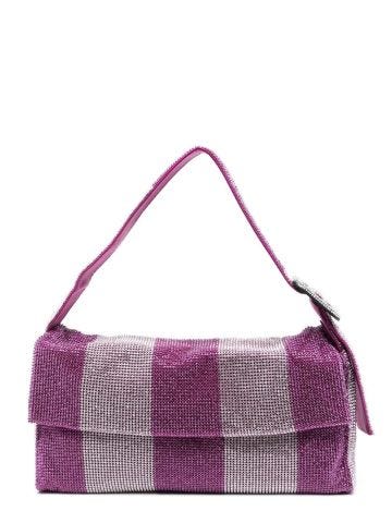 Vitty La Grande Wish You Were Here bag with striped pattern and pink crystals
