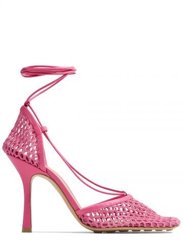Pink leather and mesh sandals